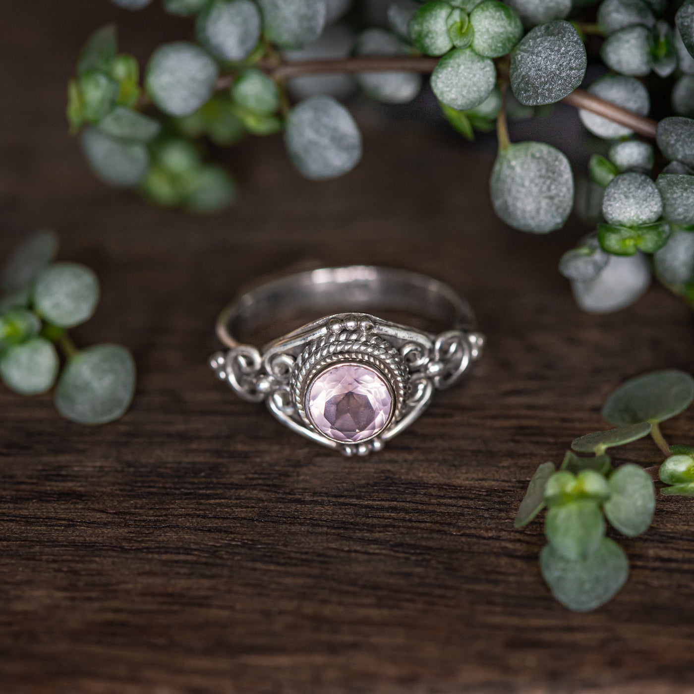 Traditionele rookkwarts solitaire belofte-ring in 925 sterling zilver Traditionele rookkwarts solitaire belofte-ring in 925 sterling zilver